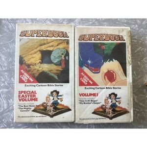 Superbook VHS Lot Special Easter Volume & Volume 1 Animated Bible Stories CBN